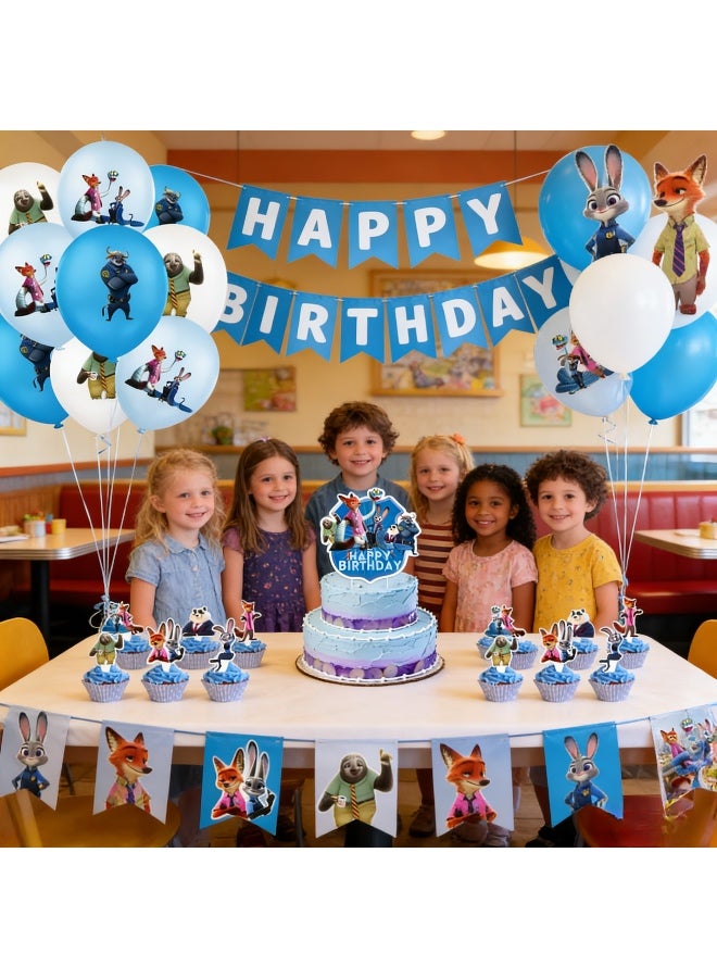 64 PCS Birthday Party Decorations Set - 15 Birthday Banner, 25 Cupcake Sockets, 18 Balloons, 6 Hanging Swirls - JungleThemed Game Celebration - Image 5